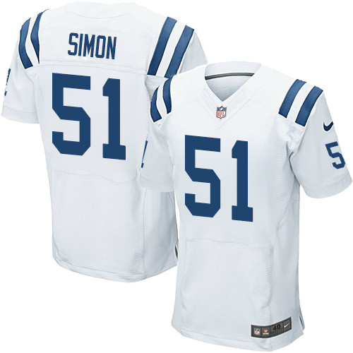 Nike Colts #51 John Simon White Men's Stitched NFL Elite Jersey - Click Image to Close